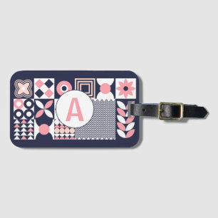Étiquette À Bagage Monogramme géométrique géométrique rétrospectif