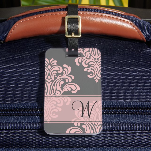 Étiquette À Bagage Monogramme Girl Damask (Insitu Rectoal 2)