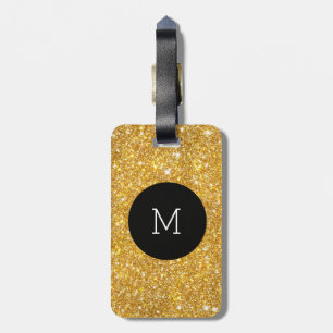 Étiquette À Bagage Monogramme Girly de motif de parties scintillantes