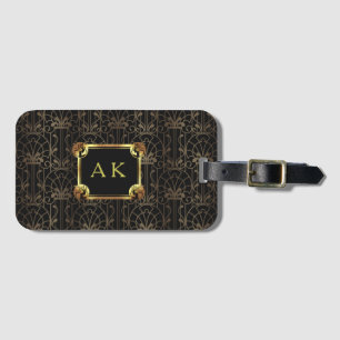 Étiquette À Bagage Monogramme Gold Black Art Déco Roaring 20s