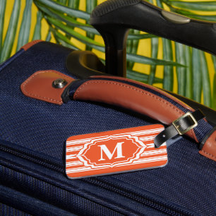 Étiquette À Bagage Monogramme gras avec bandes orange 