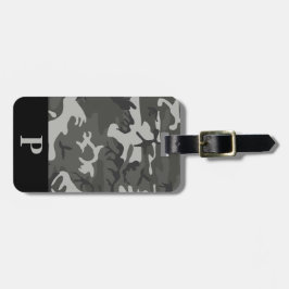 Étiquette À Bagage Monogramme Gris Camo militaire Camouflage noir Cad
