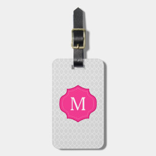 Étiquette À Bagage Monogramme gris de roses indien de motif de