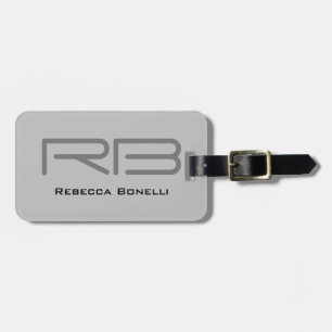 Étiquette À Bagage Monogramme gris tendance minimaliste Plain