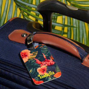 Étiquette À Bagage Monogramme hawaïen tropical