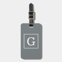 Monogramme Initial Cadre Gris Charbon Blanc