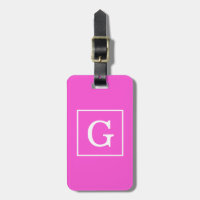 Monogramme Initial Cadre Rose Blanc