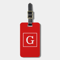 Monogramme Initial Cadre Rouge Blanc