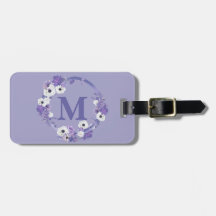 Monogramme initial de germe de fleurs violettes