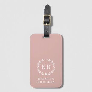Étiquette À Bagage Monogramme initial de la couronne de laurier rose