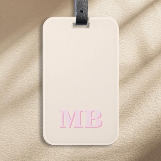 Étiquette À Bagage Monogramme initial minimaliste moderne (Créateur téléchargé)