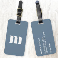 Monogramme Initial Moderne Gris Bleu Poussiéreux