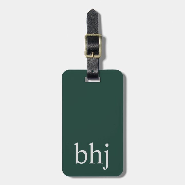 Étiquette À Bagage Monogramme initial vert émeraude simple (Devant Vertical)