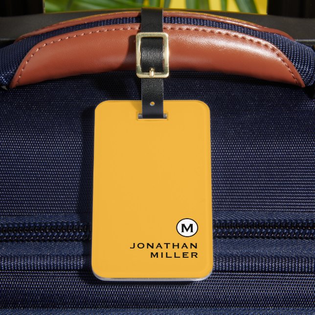 Étiquette À Bagage Monogramme jaune moutarde moderne (Insitu Rectoal 2)