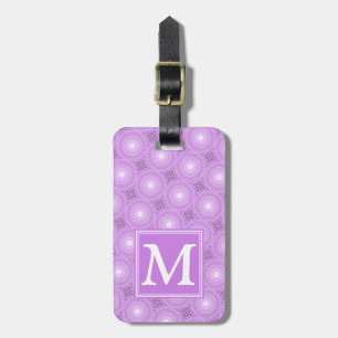 Étiquette À Bagage Monogramme lilas cercles pourpres motif