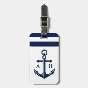 Étiquette À Bagage Monogramme marine Ancre nautique