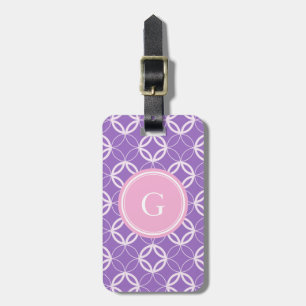 Étiquette À Bagage Monogramme marocain de motif de cercle d'orchidée