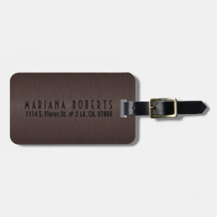 Étiquette À Bagage Monogramme métallique Brown 2 Revêtement d'alumini