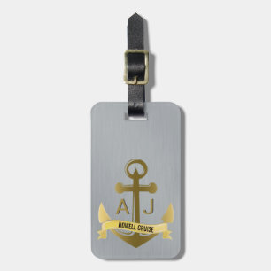 Étiquette À Bagage Monogramme métallique d'Ancre de vacances