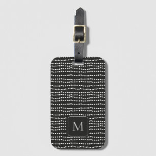 Étiquette À Bagage Monogramme minimal moderne Pot noir & blanc