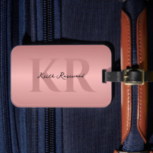 Étiquette À Bagage Monogramme minimaliste élégant Rosegold