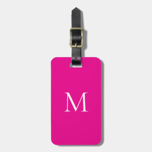 Étiquette À Bagage Monogramme minimaliste moderne magenta