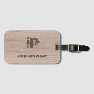 Étiquette À Bagage Monogramme Modèle en bois