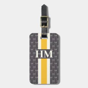 Étiquette À Bagage Monogramme moderne avec gris Motif designer