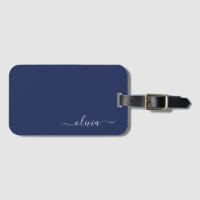 Monogramme moderne bleu marine et blanc