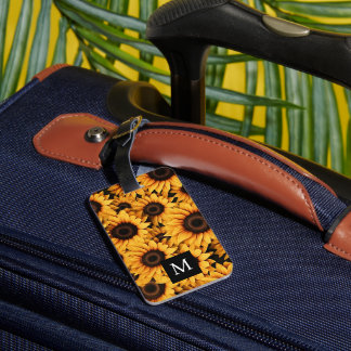 Étiquette À Bagage Monogramme moderne des tournesols