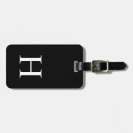 Étiquette À Bagage Monogramme moderne élégant noir et blanc