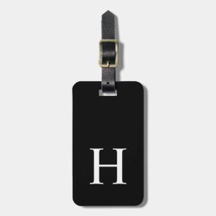 Étiquette À Bagage Monogramme Moderne Élégant Noir et Blanc