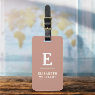 Étiquette À Bagage Monogramme moderne minimaliste en terre cuite