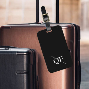 Étiquette À Bagage Monogramme moderne noir et blanc