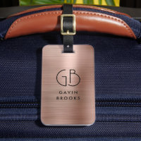 Monogramme moderne Rose or élégant brossé métal