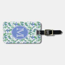 Étiquette À Bagage Monogramme Motif Snowdrop sur Poudre Bleu