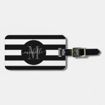 Monogramme noir blanc bande Girl Script Cercle