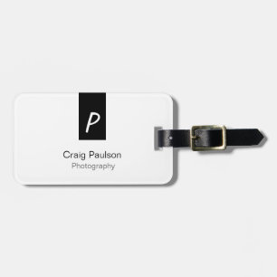 Étiquette À Bagage Monogramme noir blanc Photographie moderne minimal
