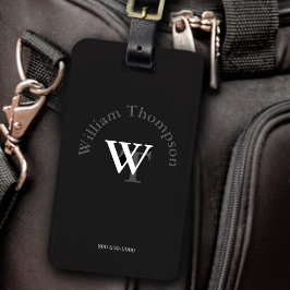 Étiquette À Bagage monogramme - noir personnalisé
