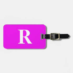 Étiquette À Bagage Monogramme Nom initial Modèle Purple Blanc Cute