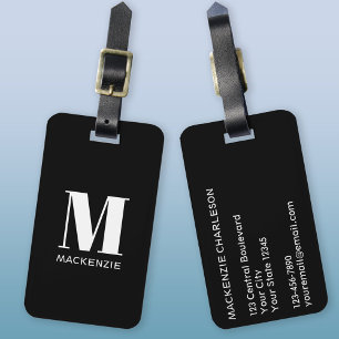 Étiquette À Bagage Monogramme Nom initial Simple