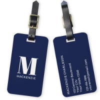 Monogramme Nom initial Simple Navy Blue