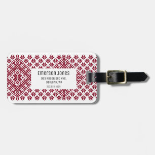 Étiquette À Bagage Monogramme nordique balte Motif letton customisé