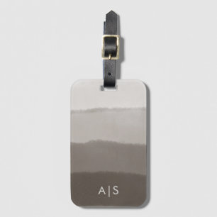 Étiquette À Bagage Monogramme ombré gris de Davy aquarelle chic