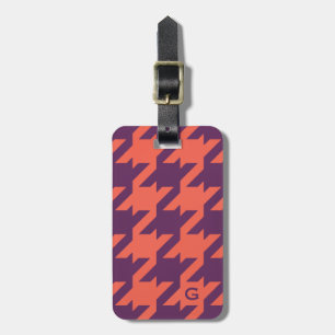 Étiquette À Bagage Monogramme orange pourpre moderne audacieux de
