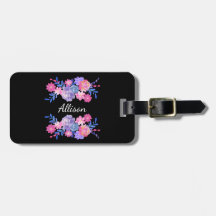 Monogramme personnalisé à fleurs noires