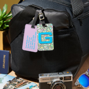 Étiquette À Bagage Monogramme personnalisé Arrière - plan géométrique