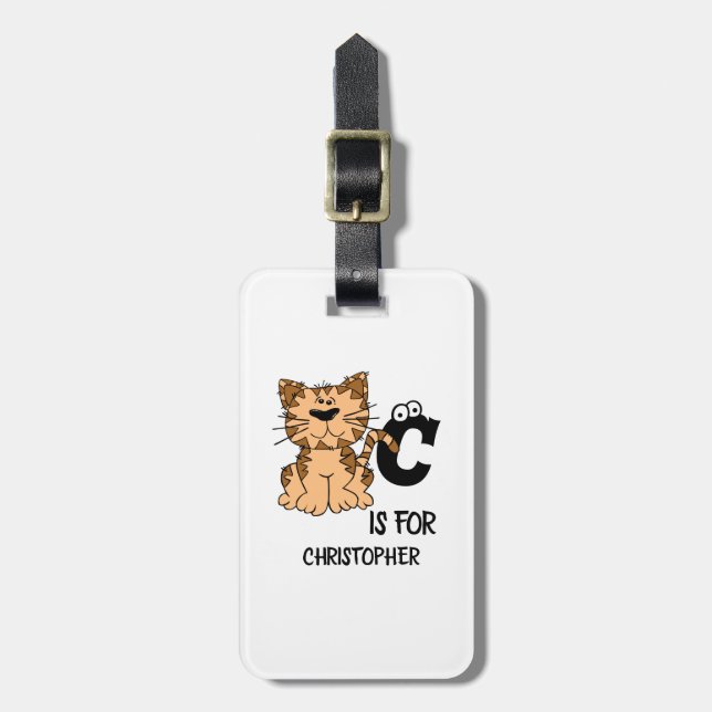 Étiquette À Bagage monogramme personnalisé C est pour chats chaton ch (Devant Vertical)