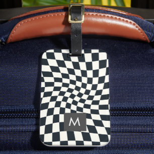 Étiquette À Bagage Monogramme personnalisé Chèques blancs déformés
