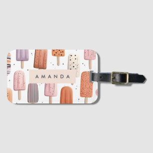 Étiquette À Bagage Monogramme Personnalisé Cute Popsicle Motif